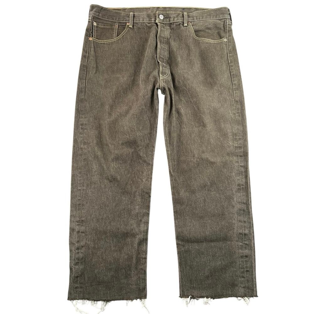 Levi’s 501 XX Button Fly Brown Garment Dyed Cropped Jeans Frayed Hem - 40x26